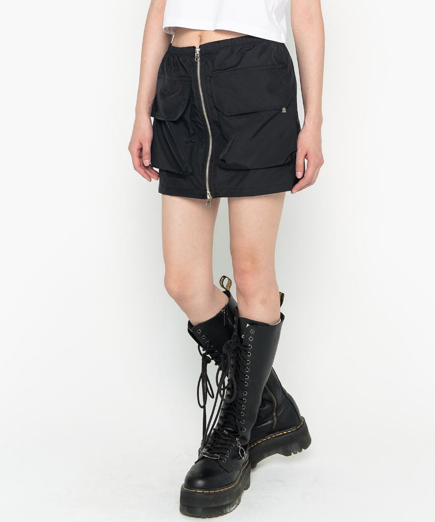 HIGH SCHOOL DISCO Zipper Cargo Pocket Low-Rise Skirt Black