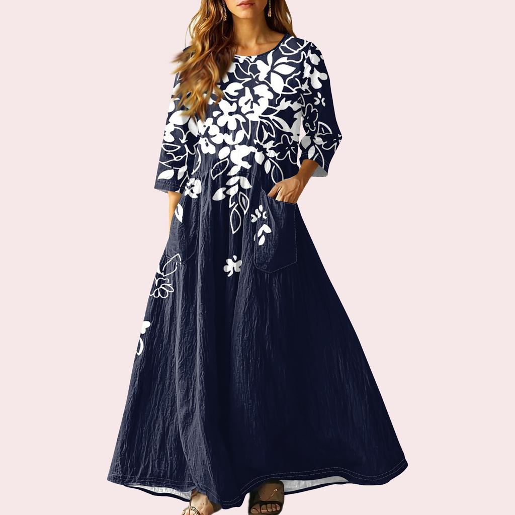 Women's Retro Ethnic Style Ribbon Embroidered Sleeveless Linen V-neck Maxi Dress