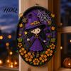Halloween Wall Decor Oval Sign Layered Wooden Cute Ghost Bat Spooky Home Decorations Pumpkin Witch Designs Festive Art Decoration for Interior Retro
