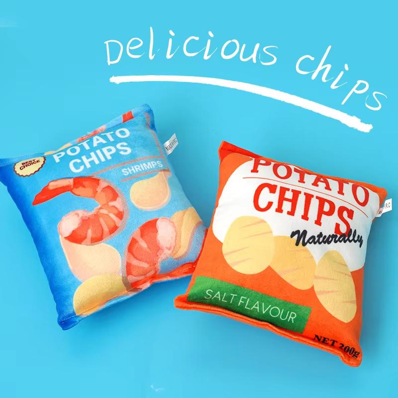 Funny Dog Toys Crisps Plush Filled Pets Squeaky Chew Toy Bite-resistant Sounding Paper Toys For Small Medium Pets toy Supplies