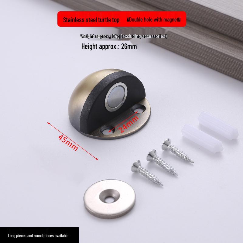 Stainless Steel No-Drill Magnetic Door Stopper with Anti-Collision Rubber