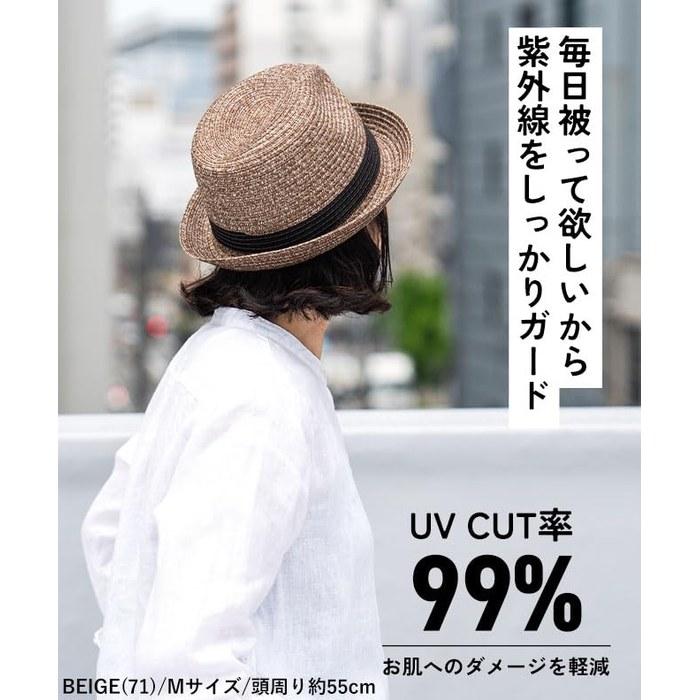 [Nakota] Home Wash Short Mannish Straw Hat, Men's & Women's, UV Protection, Size M (approx. 58cm), Navy (15)