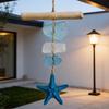 Seaglass Hanging Decoration Handmade Bohemian Coastal Nautical Starfish Sea Glass Art Home Office Beach House Wall Ornament Pendant