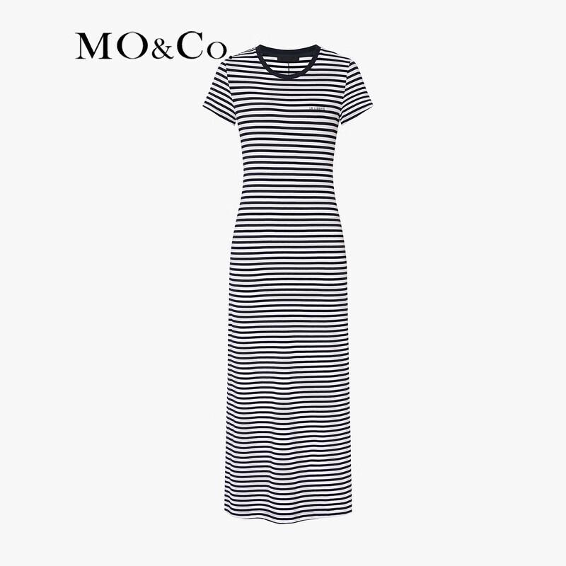 MO&Co. French Sailor Stripe Slit Long Dress