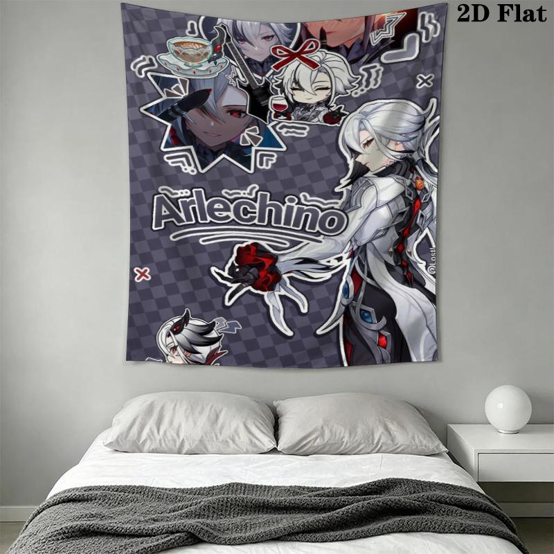 Genshin Impact Wall Tapestry Aesthetic Wall Hanging Printed Fabric Blanket Decorative Tapestries for Bedroom Living Room Home Decor
