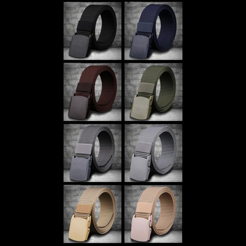 Men's Belt Casual Lightweight Breathable Tactical Outdoor Automatic Buckle Military Training Security Check Male's Canvas Belts