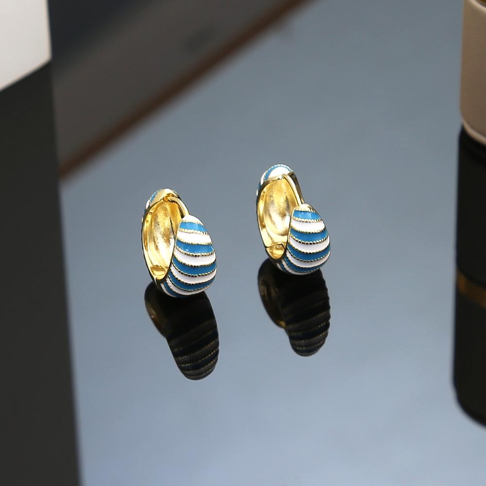Sweet Enamel Rainbow Color Circle Earrings High Sense Personality Fashion Earrings Fresh Versatile Ear Buckle Wholesale