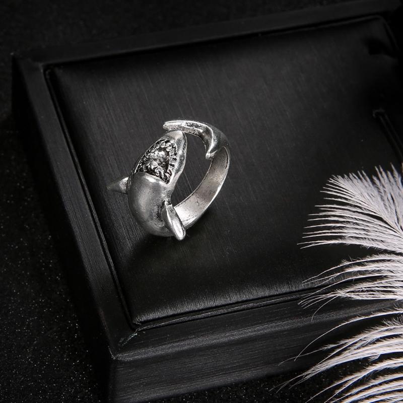 2 Pieces Animals Shark Rings Open Adjustable Ring Alloy Jewelry Decoration Rings Best Gift for Women Men Girls Boy Teens