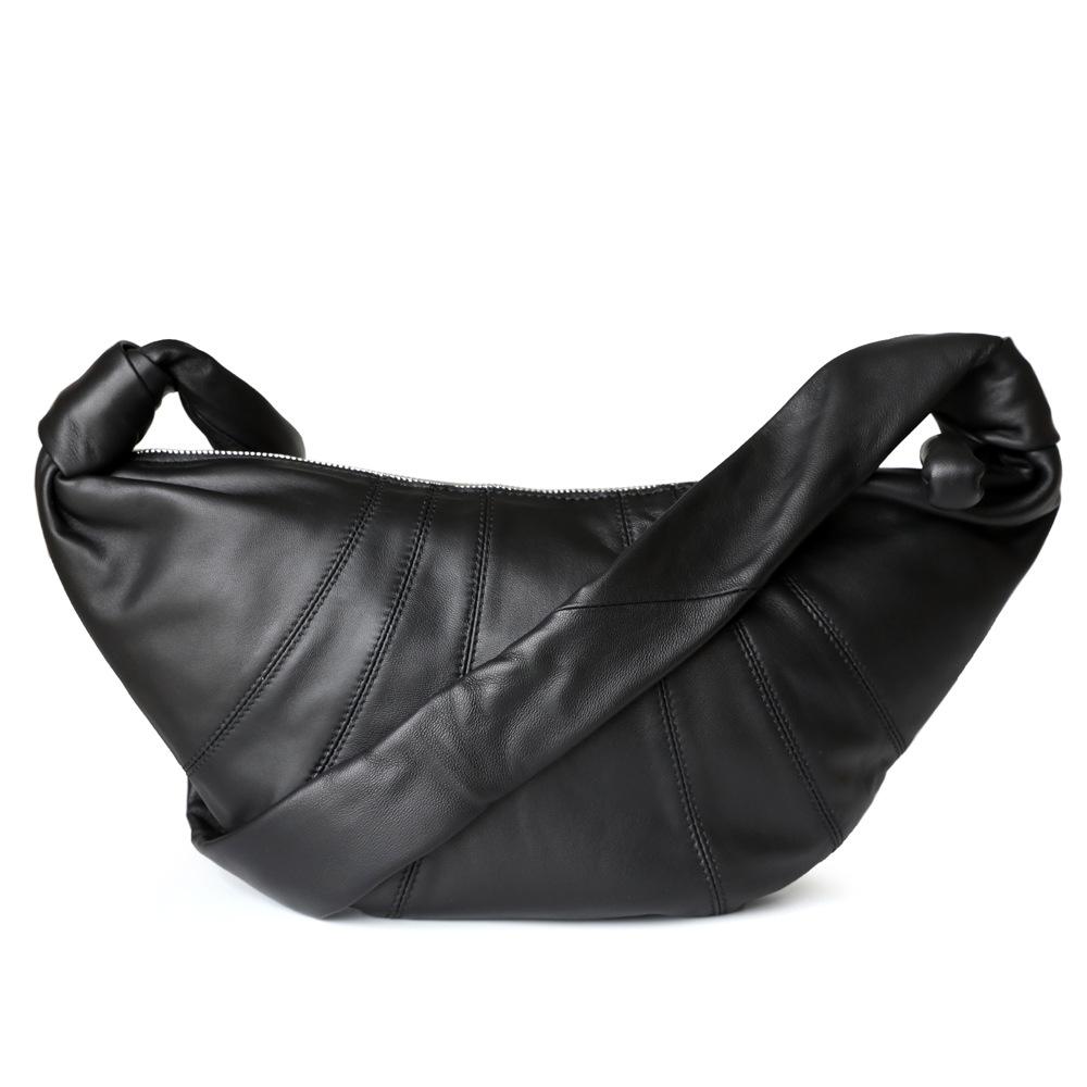 

Классическая премиальная сумка-кроссбоди из лоскутной овчины в форме полумесяца, сумка-багет, нишевая сумка-пельмень Medium