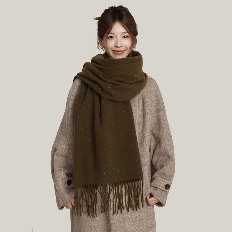 Korean Version Classic Design Women Thick Long Muffler Autumn Winter Maillard Solid Scarf Lady Versatile Soft Warm Shawl Female