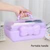 Girls Hair Accessories Collator Three-layer Folding Plastic Jewelry Box with Lock (Purple)