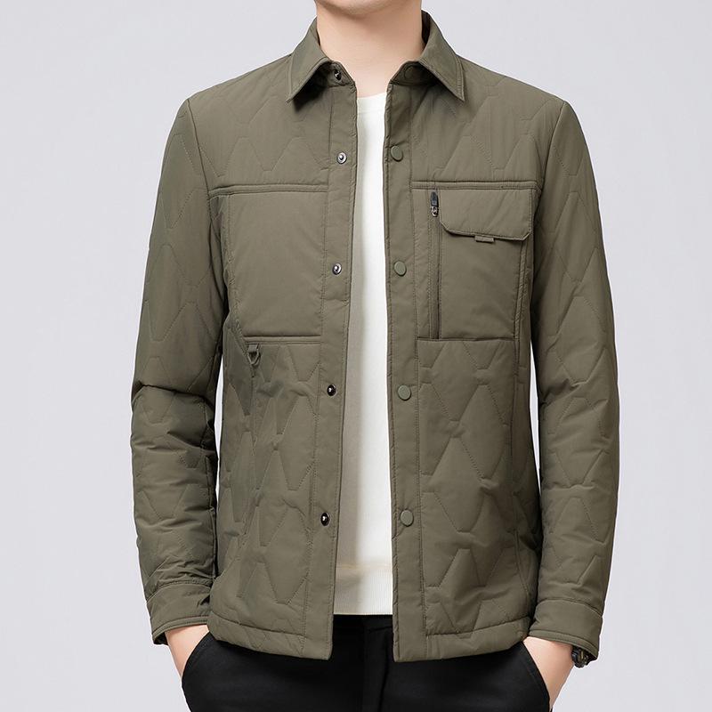 Men's Lightweight Winter Cotton Casual Jacket - Warm Lapel Coat for Middle-Aged Men