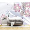 Pink Flower Mural Floral Leaf Brick Wallpaper Living Room Bedroom Restaurant Wall Murals