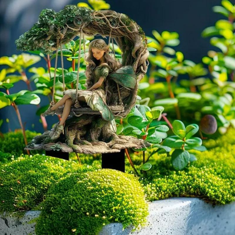 Acrylic Green Nature Muse Meditation Statue Outdoor Lawn Decorative Insert Garden Decorative Props