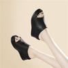 Soft-soled casual leather sandals comfortable spring and summer new outer slippers heightened thick-soled wedge heel fish mouth sandals