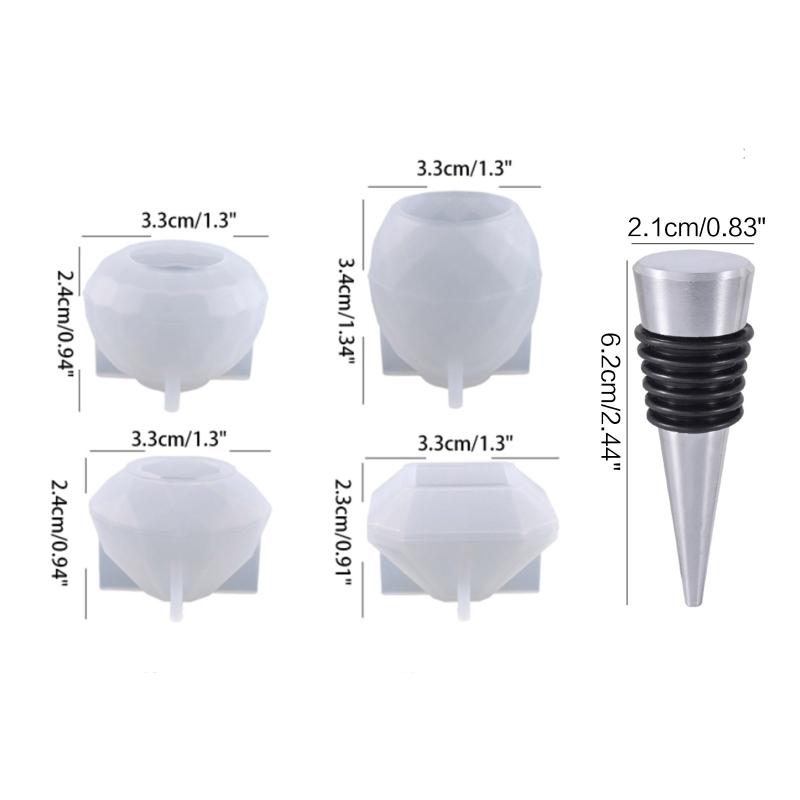 Geometric Spherical Bottle Stopper Resin molds 5Pcs Wine Bottle Stopper Crystal Epoxy Silicone Mold for DIY Casting