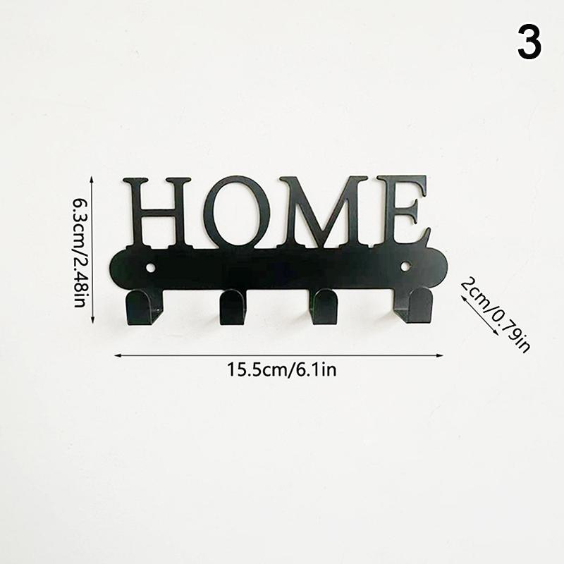 1Pcs Wall Mounted Decor Black Metal Key Holder Hook With Sweet Home Decorative Hook For Wall Coat Rack Storage Rack Wall Hanging