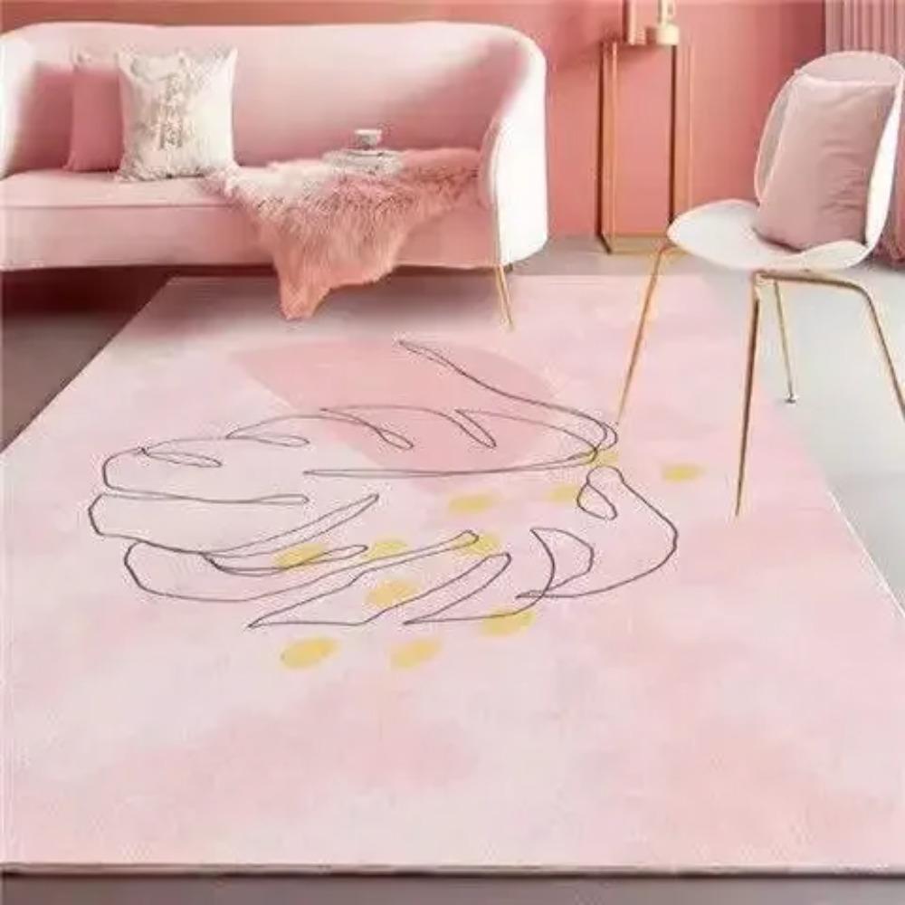Pink Girl Bedroom Decor Square Carpet Luxury Nordic Carpets for Living Room Large Area Non-slip Cloakroom Rug Washable Floor Mat