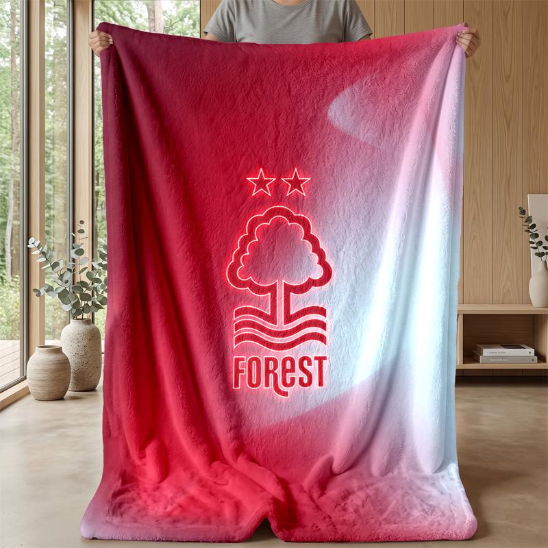 Coperta in Flanella con Stampa Calcio Nottingham Forest, Coperta Morbida Calda Leggera per Divano Letto Campeggio