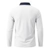 Autumn Mens Solid Long Sleeve Polo Shirt Contrast Striped Lapel Collar Button Placket Breathable Golf Casual Wear Tees