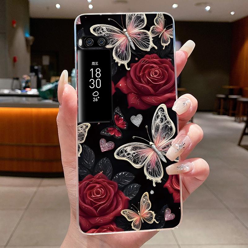 Phone Case For Meizu Pro 7 Case For Meizu Pro 7 Plus Capa Coque Flower Butterfly Thin Covers Transparent Soft Silicone TPU Cover