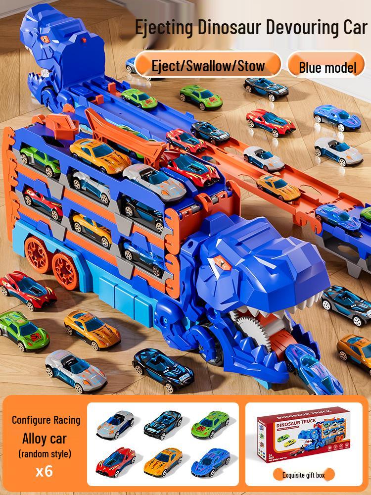 Dinosaur-Themed Folding Ejection Track Set: Children's Educational Alloy Car Toy
