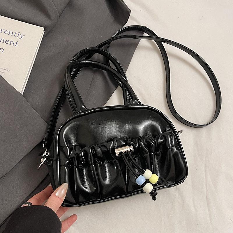 Korean Version of the New Fashion Niche Pleated Sense Portable Boston Bag Women's Casual Temperament Versatile Style Shoulder Messenger Bag