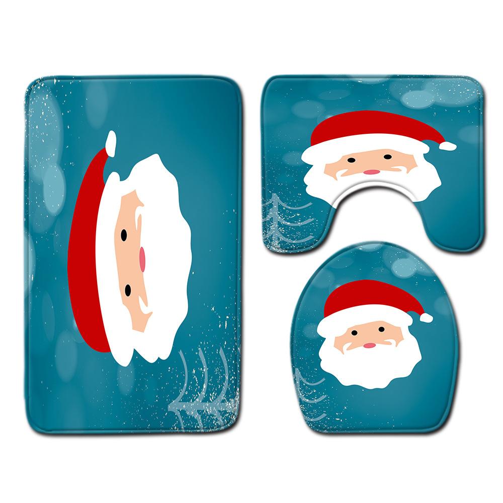 

Christmas Bathroom Floor Mat Toilet Three-Piece Set 45cmx75cm