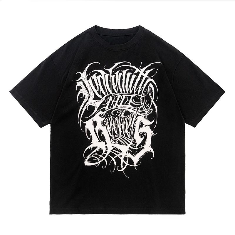 American Gangster Chicano 230g Cotton Loose Short Sleeve T-Shirt Flower Type T-shirt West Coast Small Neckline Pure