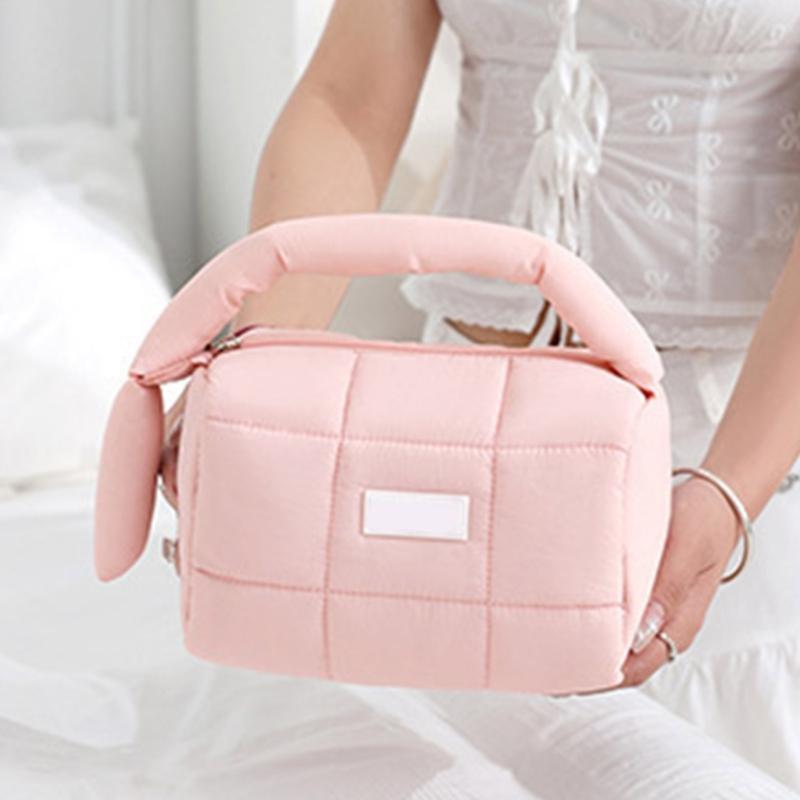 Candy Colored Nylon Cosmetic Case Spacious Storage Bag Travel Toiletry Pouch With Zippers Closure For Ladies Teens