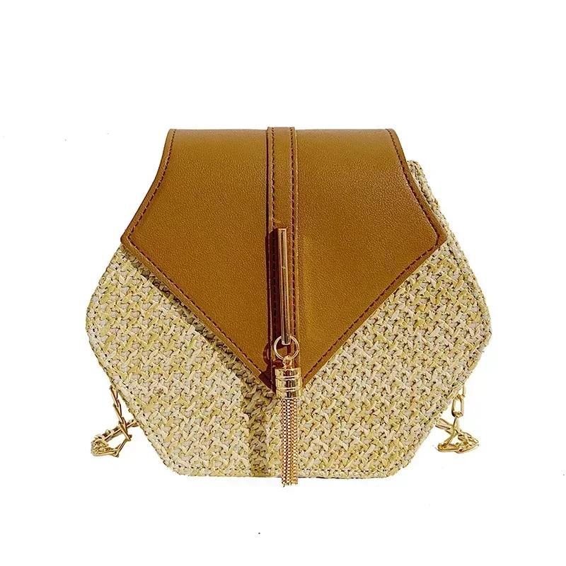 Women's straw bag with chain all-in-one bag popular new and elegant personality spring and summer