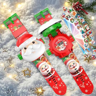 1pc-Christmas Children's Projection Watch Santa Claus Cartoon Design for Boys and Girls, Is An Ideal Christmas Gift.