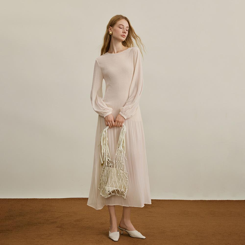 Waiwaiaiem Yy_Ivory Puff Sleeve Slim Dress
