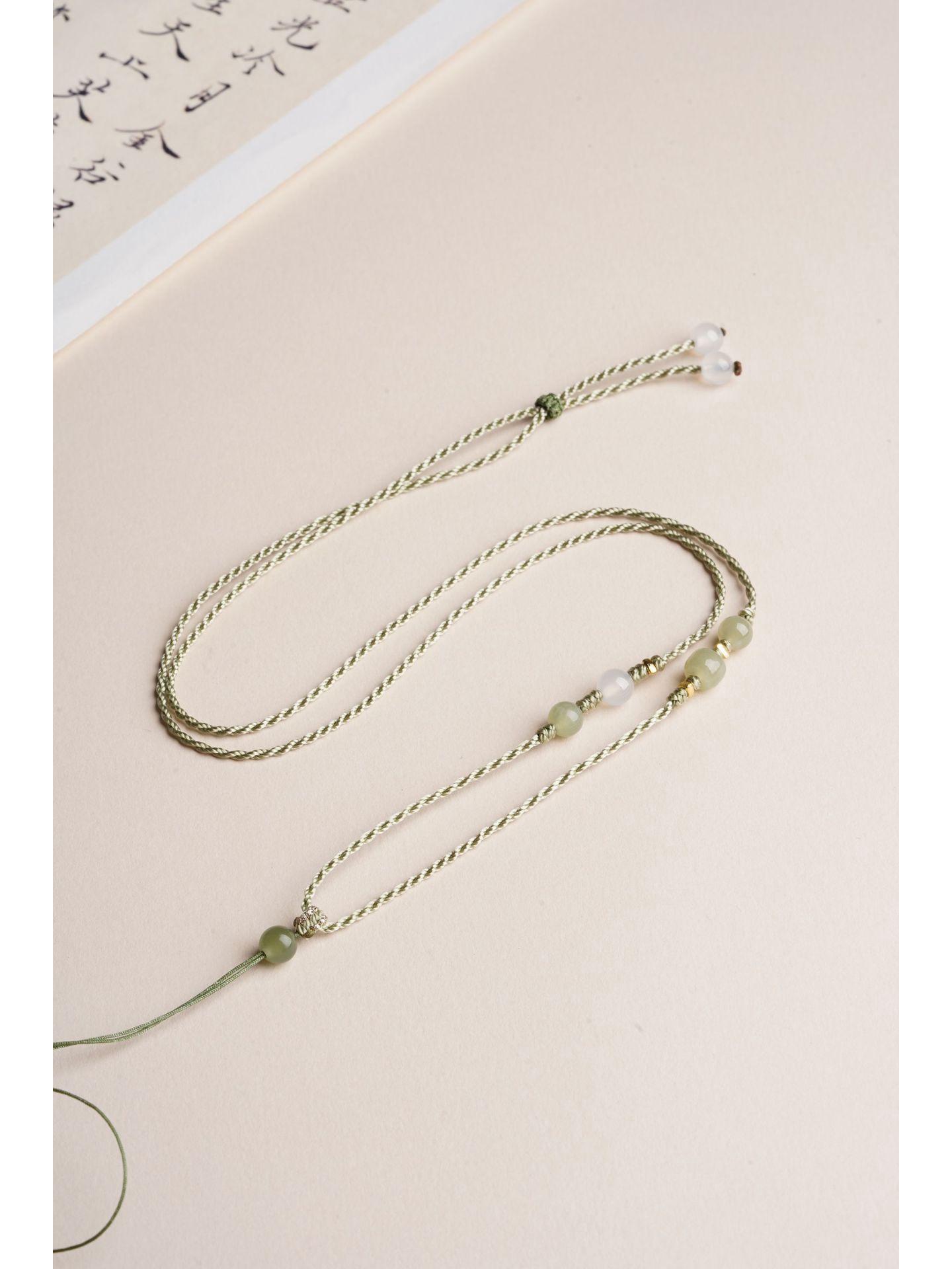 

Підвіска-пряжка Мир з нефриту Хецянь - Ланцюжок для светра з біло-блакитного нефриту, Прикраси Весна/Літо