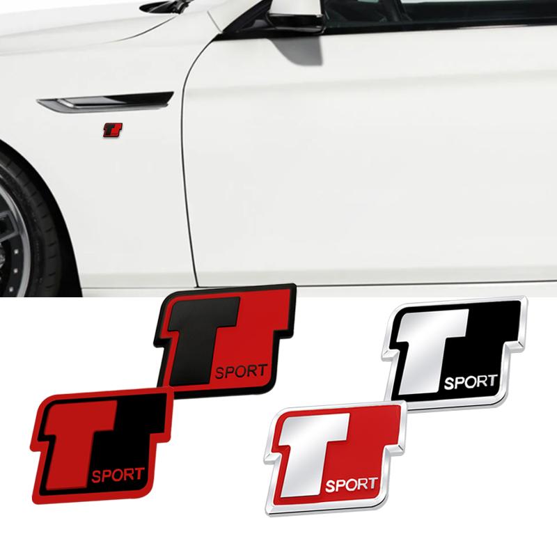 Metal 3D Badge T Sport Logo Car Rear Trunk Body Sticker Emblem For Toyota Corolla Rav4 Yaris Camry Highlander Land Cruiser YU6