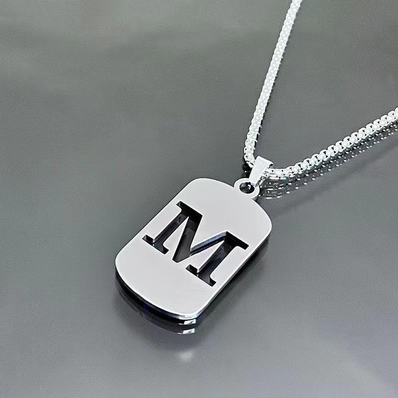 26 Letters English Titanium Steel Necklace Men'S And Women'S Versatile Sweater Sweater Chain Simple Fashion Collarbone Chain