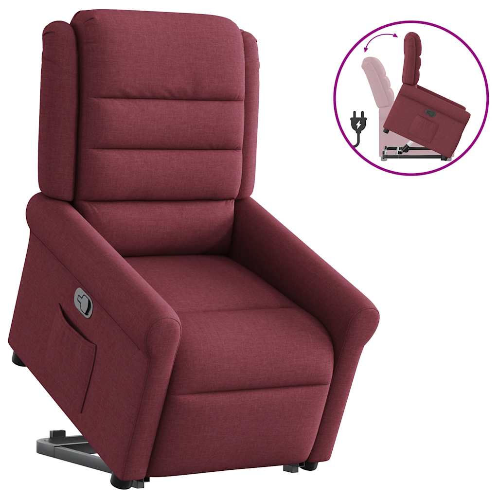 Recliner Chair with Lift Assist Wine Red Fabric