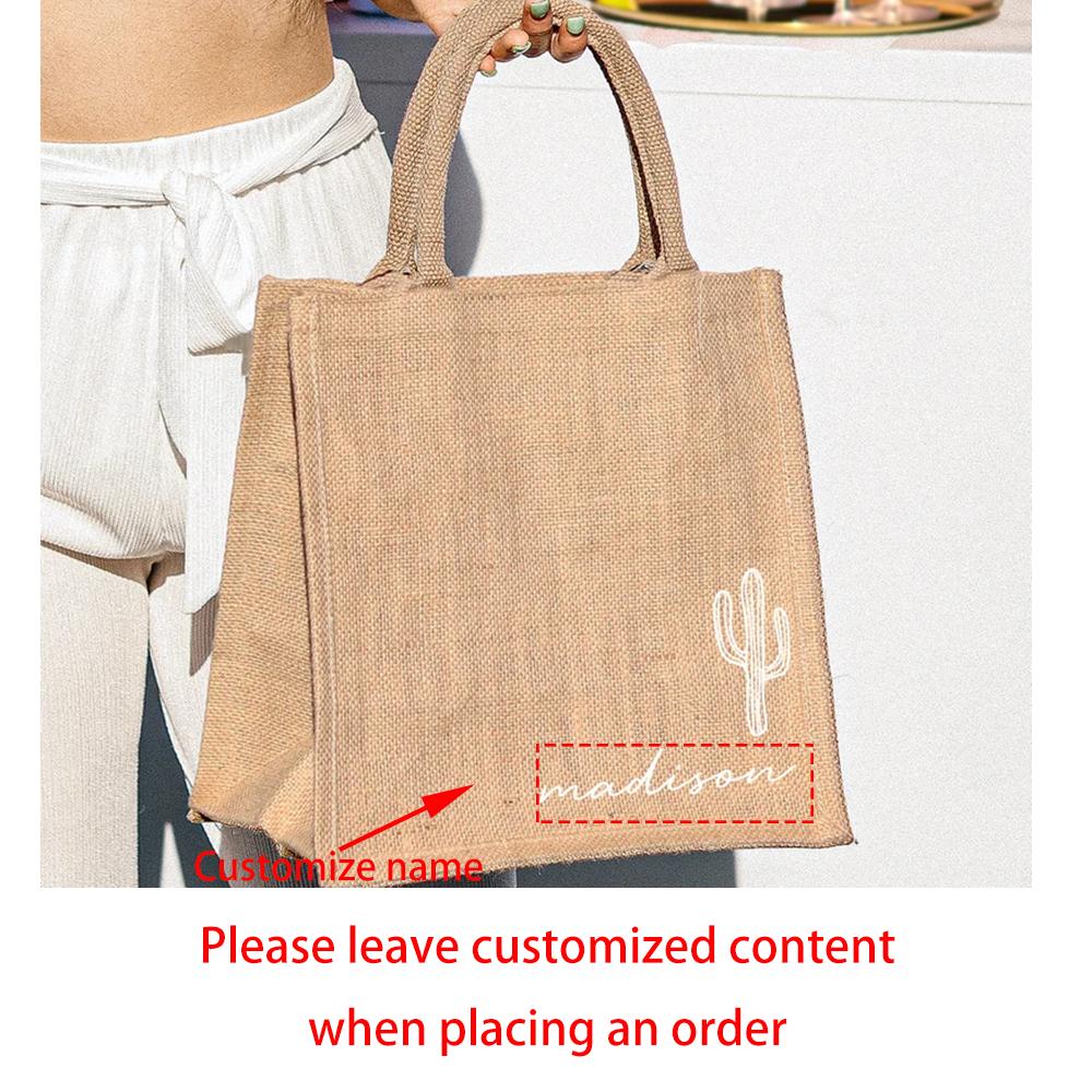 Персонализированная минималистичная пляжная сумка с кактусом, холщовая пляжная сумка для подружки невесты, свадебный подарок для невесты, девичник 1pcs31x25x10cm