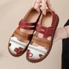 New cutout real leather sandals women's summer shoes size 43 ladies comfy closed toe strappy sandal woman flats barefoot shoes