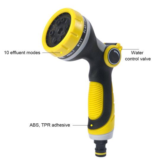 Water Hose Nozzle Sprayer Thumb Control 10 Modes Heavy Duty Washing Garden Watering Hose Spray Nozzle Yard Supply