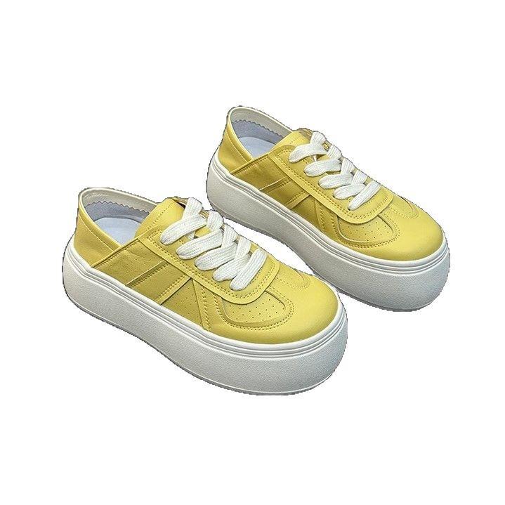 Cowhide Version~ Genuine Leather Board Shoes Women's Thick-soled Heightening White Shoes Children's 2025 Spring and Summer New Leisure Sports Shoes