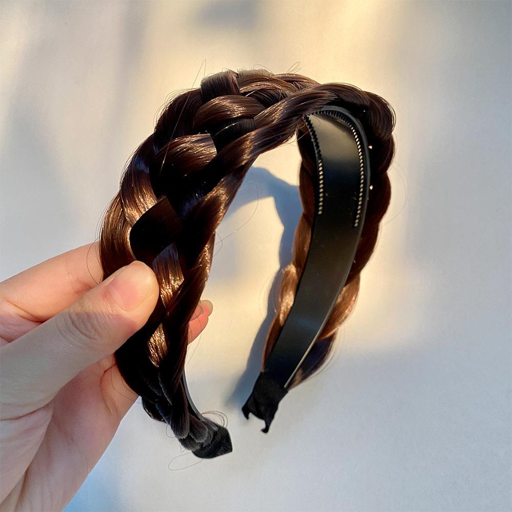 Braid Wide-brimmed Non-slip Korean Style Headwear Female Hairbands Wig Headband Wide Hair Hoop