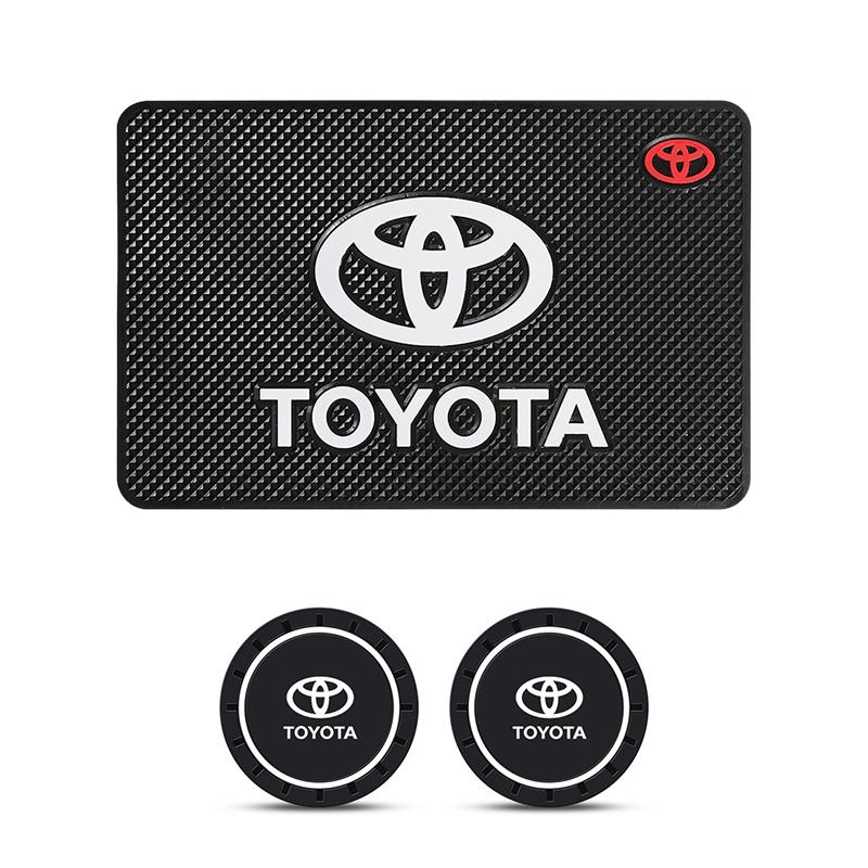 PVC Silicone Car Dashboard Mat + 2PCS Anti-Slip Water Cup Pads for Toyota Rav4 Fortuner Auris Reiz Camry Corolla Avanza Yaris