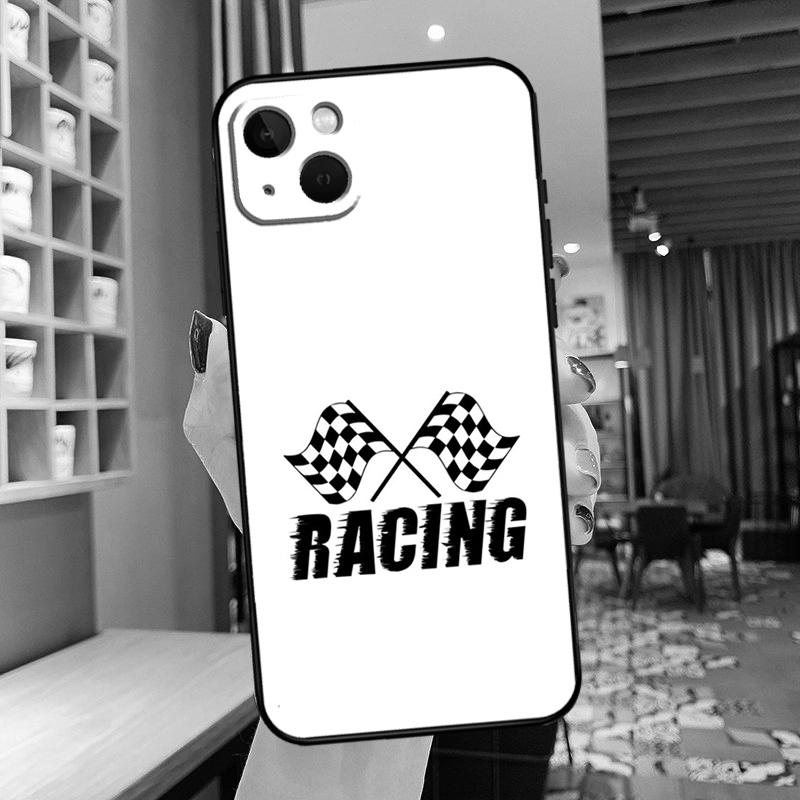 Checked Flag Racing Car Phone Case For iPhone 11 12 13 14 15 16 Pro Max mini Back Cover For iPhone XR X XS Max Plus
