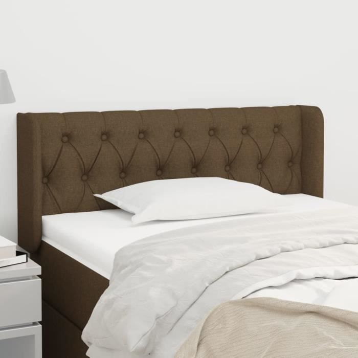 VidaXL Tête de lit avec oreilles Marron Foncé 93x16x78-88 cm Tissu3119089