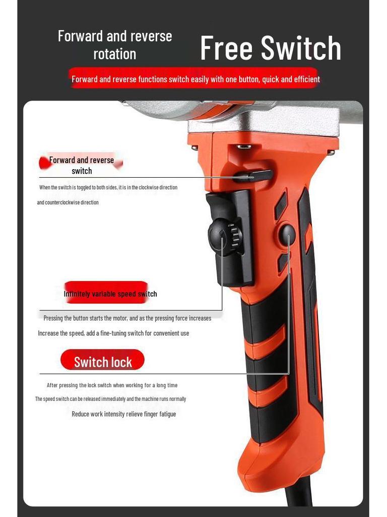 16-Speed Variable Forward/Reverse Handheld Mixer Drill for Cement & Putty