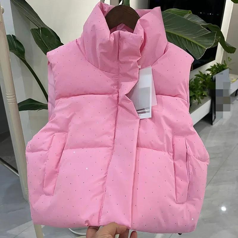 Autumn Winter Short Cotton-Padded Vest Jacket Women Stand Collar Zipper Pocket Thick Warm Vest Coat Female Casual Ladies Top