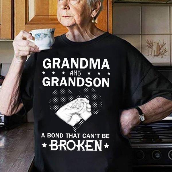 ZIMOXUAN Grandma and Grandson A Bond That Can't Be Broken T-Shirt Grandma T Shirt