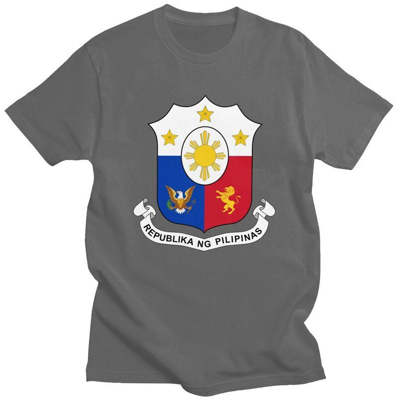 Custom Coat Of Arms Of Philippines Tshirts for Men Short Sleeves Leisure T Shirt Philippine Flag Tshirts 100 Cotton Tee Gift