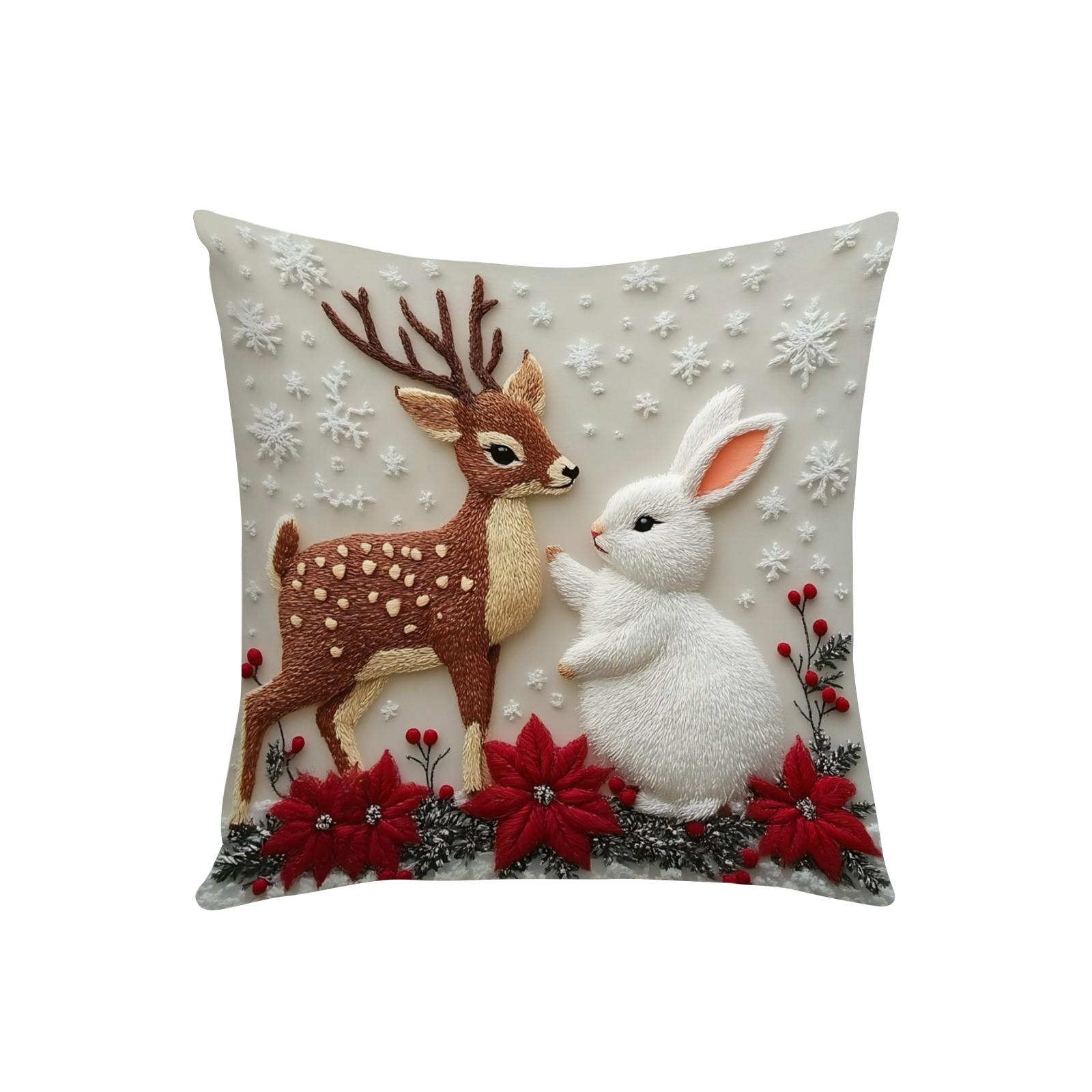 

Christmas Series Pillowcase Christmas Holiday Atmosphere Decoration Living Room Sofa Cushion Printed Pillowcase Atmospheric Decorative Linen Pillow One Size